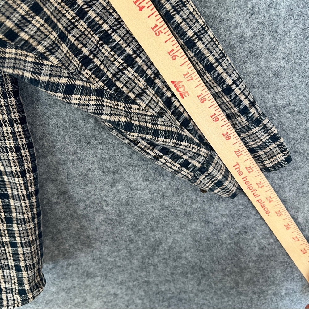 TOWNCRAFT Men's Plaid Flannel Button Down Collared Cotton Blue Size Large FLAW - Picture 5 of 10